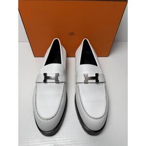 Hermès Faubourg Moccasin Loafers Blanc Veau Epsom Women’s EU 40.5 w Box